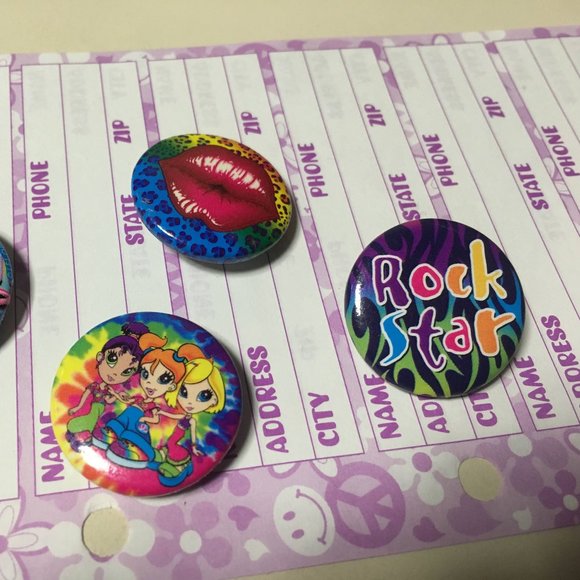 LISA FRANK VITAGE 90s HOT TOPIC METAL BUTTONS SET OF 5 - Picture 10 of 12